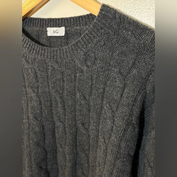 AG 100% Cashmere Cropped Cable Knit Sweater - Dark Gray (Size XS) - Picture 8 of 11